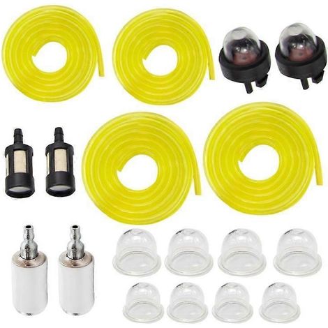Kraftstoffleitungssatz, Ölfilter, Ölstandsanzeiger, Ölauffangbecher (4-teilig). Geeignet für Rasenmäher, Kettensägen, Heckenscheren und Haartrockner. Zubehör inklusive: