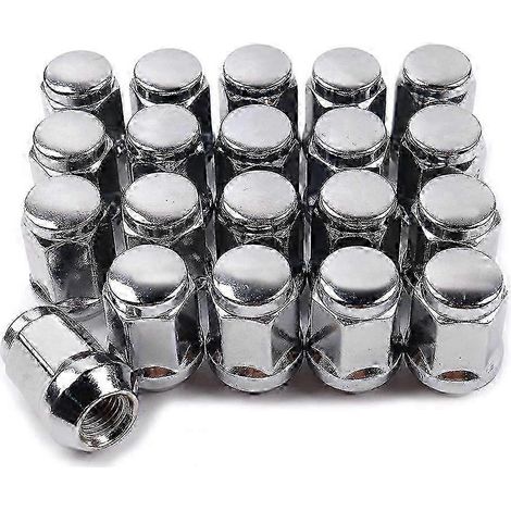 20 écrous de roue 14 x 1,5 - Écrou de 19 mm de diamètre, hauteur 3,5 cm, hexagone 19 mm, chromés, compatibles avec les modèles 1500 de 1999 à 2021. (1/3)