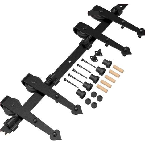 Kit de quincaillerie pour porte de grange Kit de quincaillerie for porte de grange coulissante, robuste, facile à installer, facile à installer, adapté au panneau de porte simple, style en forme de cœ (1/5)