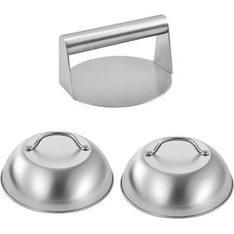 Presse à hamburger en acier inoxydable, outil de pressage pour viande hachée, idéal pour barbecue extérieur et cuisine, forme parfaite pour steaks hachés. (1/4)