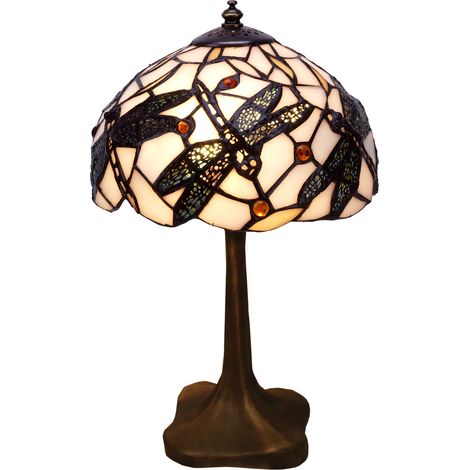 Lampe de table Tiffany avec base profilée Série Pedrera D-20cm
