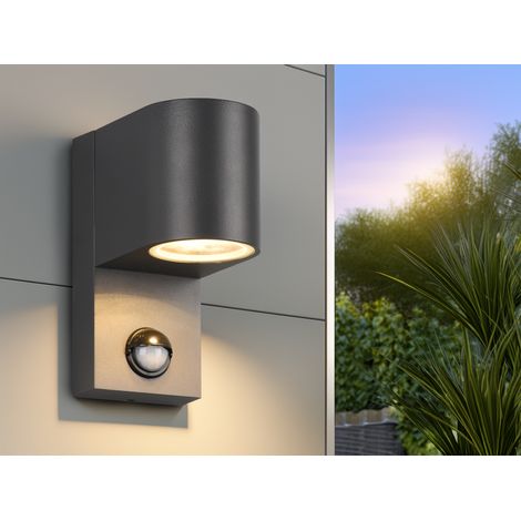 Runde Außenwandleuchte ROYA Downlight mit Bewegungsmelder, Anthrazit, Höhe 15cm (1/5)