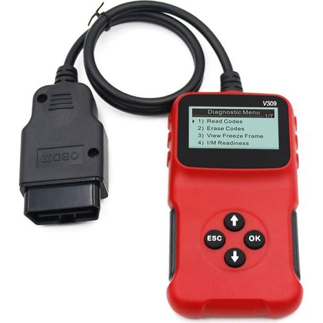 Ortviai Lecteur de codes défauts OBD2 ELM327 pour voitures – Détecteur de pannes moteur avec écran LCD et prise en charge CAN (1/5)