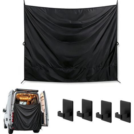 Rideau de douche pour camping-car et van 230 x 180 cm avec crochets et sac (1/5)
