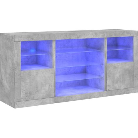 Credenza cassettiera cassettiera mobile contenitore organizer cucina soggiorno soggiorno con luci a LED 142,5 x 37 x 67 cm grigio 020029976