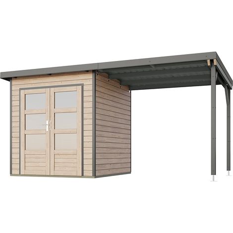 GH Pluto 1 A natur 204x204x230 m.Anbau 233cm graualuminium