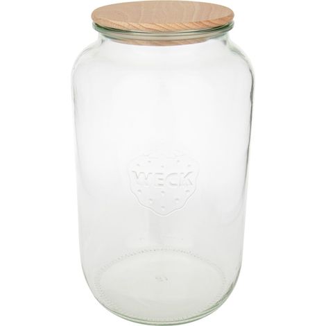 Jata Bocal Ronde Transparent 3 Litres avec Couvercle Bois