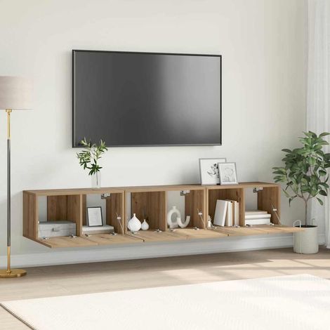 vidaXL Conjunto de mueble de TV 3 pcs Marrón 60 x 30 x 30 cm (1/5)