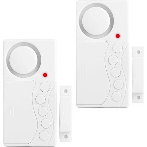 Lot de 2 alarmes de porte de congélateur, alarme de sécurité pour fenêtre, 3/15/30/60 secondes alarme de réfrigérateur sans fil, capteur de porte 4 en 1 sonnette alarme d'ouverture de porte forte108dB (1/5)