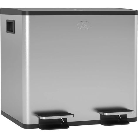Cubo de basura de cocina, acero inoxidable, diseño moderno, color plata, 3 x 10 L (1/2)