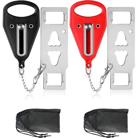 Serrure de porte portable, serrure de voyage portable, chaîne de sécurité pour voyage d'affaires, voyage, noir et rouge (1/5)