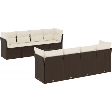 vidaXL Set Divani da Giardino 9pz con Cuscini Marrone in Polyrattan (1/3)