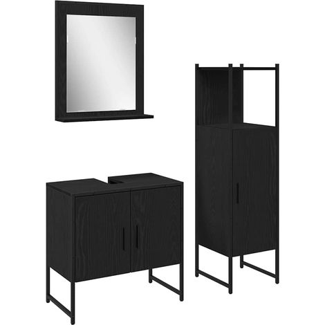 Maison Exclusive - Badezimmermöbel-Set mit Regal 3 pcs Schwarz Ho