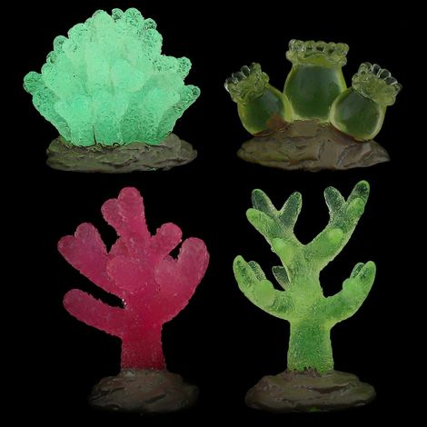 Aquarium Coral Plant Ornament Resin Glow in The Dark Coral for Decor 4Pcs (1/5)