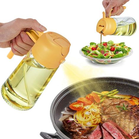 LaBlanc – 470 ml Ölsprüher und -spender 2 in 1, Olivenölspender zum Kochen, für Heißluftfritteuse, Salate und Grills (Gelb) (1/5)