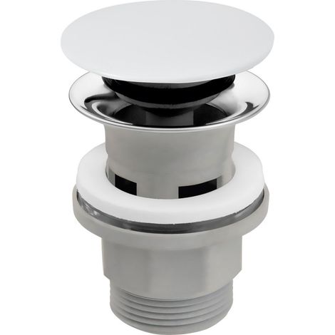 Válvula de drenaje con sistema de clic y rebosadero, 5/4", PP, cerámica blanca.