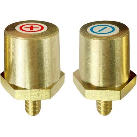 Adaptateur Borne Batterie - Laiton M6 Filetage Mâle - Pour Connexion Positive Et Négative - Lot De 2 (1/4)