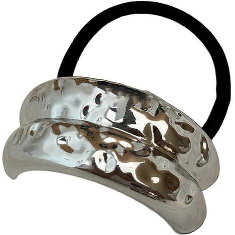 Bandeau pour femme avec décoration géométrique en métal, élastique à cheveux très résistant, coiffure polyvalente.-A-Silver (1/5)