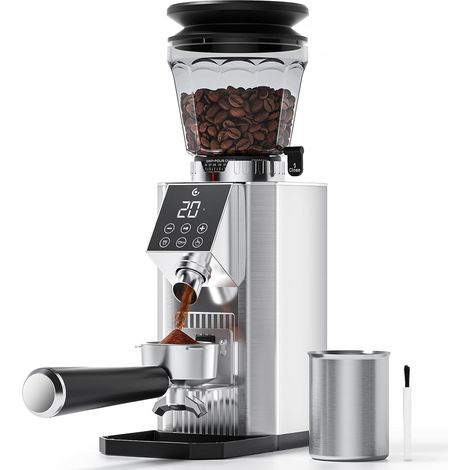 Kaffeemühle mit 45 Mahlgraden, Edelstahl, Plasma Anti-Statik System, Speicherfunktion, LED-Touchdisplay, 300g Bohnenbehälter, Kaffeemühle für Siebträger, Espresso, Filterkaffee & French Press (1/5)