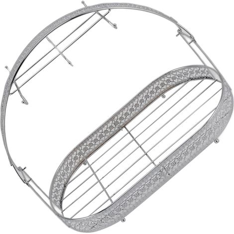 Becherhalter aus Eisen, Kaffeetassen-Organizer, Tassenabtropfgestell mit 6 Haken, Abtropfgestell für Arbeitsplatte, Schrank, Tisch, Küche, Restaurant, Büro, silberfarben (1/5)