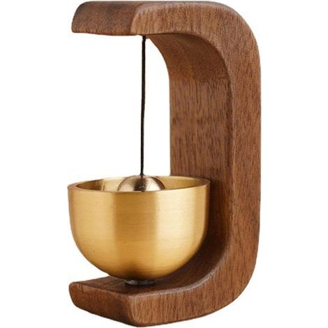 Campanas de madera maciza en cobre puro, campanillas de viento de dopamina de estilo japonés, campanillas magnéticas, decoración de pared colgante, para timbre de puerta de refrigerador (nogal negro) (1/5)