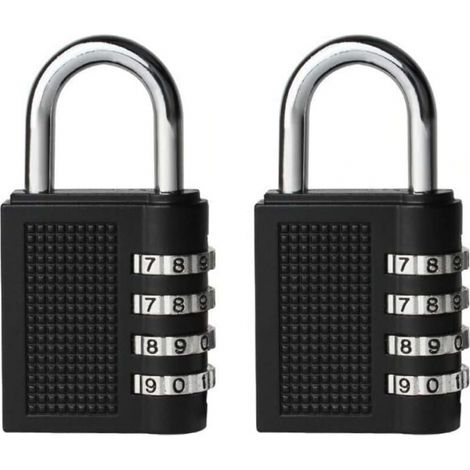 Lot de 2 cadenas à combinaison noirs pour extérieur, destinés à être utilisés dans des armoires. (1/5)