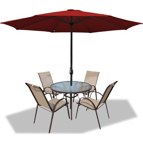 Parasol - parasol jardin, parasol deporté, parasol de balcon - 350 cm Rouge, Parapluie hawaïen, Parapluie d'extérieur (1/5)