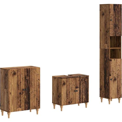 Maison Exclusive - Set di armadietti da bagno in 3 pezzi ALKMAAR Legno antico (1/5)