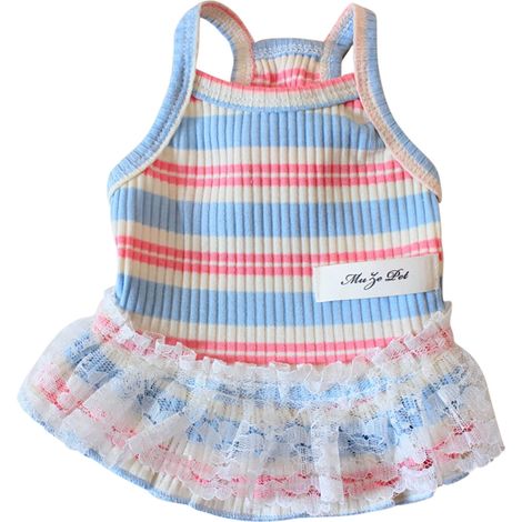 Robe Pour Chien - Jupe À Rayures Sans Manches En Polyester - Protection Solaire Pour Chiens Et Chats De Taille Petite À Moyenne - Taille L (1/3)