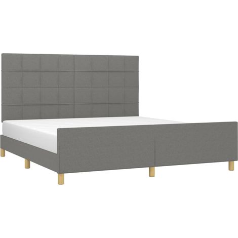 Cama sin colchón de tela gris oscuro 160x200 cm vidaXL (1/5)