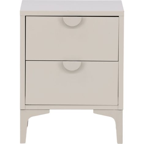 Table de chevet 2 tiroirs en métal - Beige - Piring (1/5)