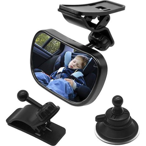 1 Pcs Bb Vue Arrire Miroir + 2 Supports, Rtroviseur De Surveillance Pour Bb, Miroir De Voiture, Bb Rtroviseur Scurit, Rtroviseur Incassable De Voi (1/5)