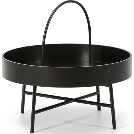 Tavolino da caffè Rotondo Manila con Piano d'appoggio in MDF Nero e Struttura Metallica Color Nero Opaco/Diametro: 60 cm (1/3)