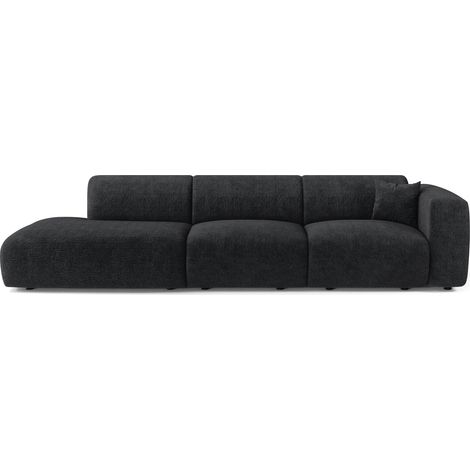Canapé droit 310cm 5 places en velours à motifs anthracite foncé MYRA (1/5)
