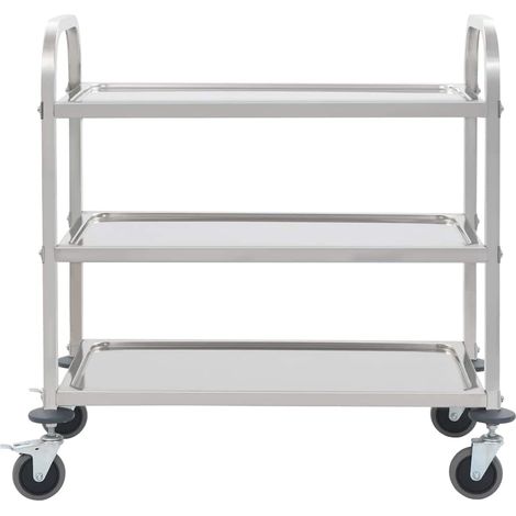 Maison Exclusive - Carrello da Cucina a 3 Livelli 96,5x55x90 cm in Acciaio Inox (1/5)