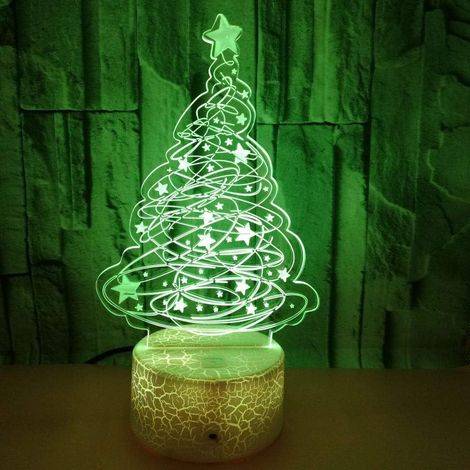 Luz nocturna creativa de árbol de Navidad 3D, interruptor táctil con alimentación USB, luz LED decorativa de mesa con ilusión óptica, luz que cambia de 7 colores, decoración para cumpleaños.