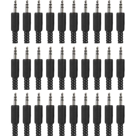 30 Pcs Prise Jack de réparation de Remplacement stéréo 3,5mm, Prise mâle TRS 3 pôles 1/8", connecteur de câble Audio de Type à souder 3,5mm pour réparation de câble de Casque/Casque/écouteur (1/5)
