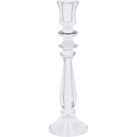 Regalo Italiano Portacandela D 10 Cm H 33 Cm Vetro Trasparente Mell