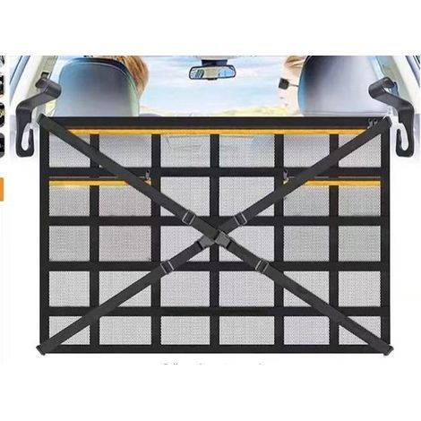 Red portaequipajes para coche，90 x 65 cm，Red de techo，Equipada con correas transversales ajustables y 3 bolsillos con cremallera (1/5)