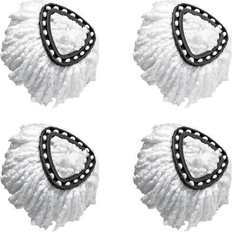 Lot de 4 têtes de vadrouille de rechange de qualité supérieure pour vadrouille magique rotative à 360°, compatible avec Vileda EasyWring et Clean Turbo Classic Tête de rechange 2 en 1 Turbo Mop, Blanc (1/4)