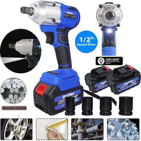 1 / 2 pouce sans fil impact Driver Kit 420nm couple élevé avec 21v 2X 6.0ah batterie, écrous d'entraînement d'impact 4 écrous, 14 / 17 / 19 / 22mm, 2 vitesses d'entraînement d'impact réglable avec boî