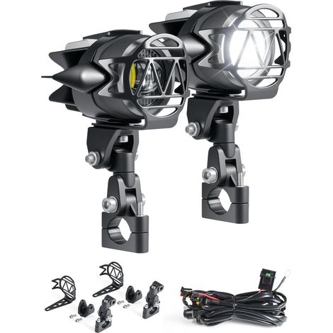 40W phares supplémentaires LED pour moto 9v-60v 4000LM phares antibrouillard ronds à LED avec faisceau de câbles, interrupteur et support IP68 projecteurs pour moto ATV SUV tout-terrain 4x4 (1/5)