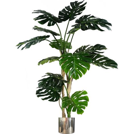 150cm Artificial Luxury Monstera Plant Black Pot Silver Planter (1/5)