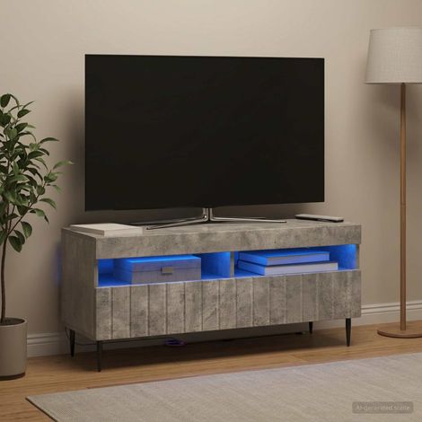 Meuble TV LED Gris béton Bois d'ingénierie (1/5)