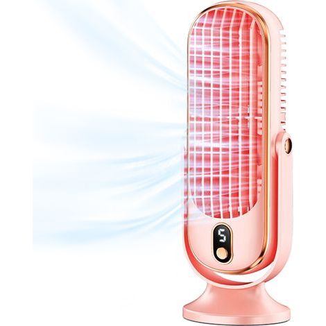 Turmventilator fürs Schlafzimmer, wiederaufladbarer, tragbarer Tischventilator mit 5 Geschwindigkeitsstufen, um 720° drehbarer Ventilator fürs Homeoffice