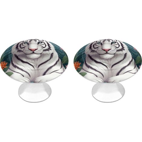 Lot de 2 boutons tiroir en acier inoxydable, 28 mm, design blanc (1/5)