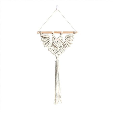 Décoration murale géométrique chauve-souris d'Halloween en macramé beige (1/5)