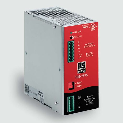 Alimentation pour rail DIN RS PRO, 24V 10A, 120 V ac, 240V c.a. ( Prix pour 1 )