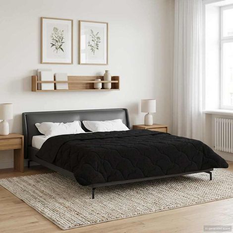 vidaXL Edredón de Verano 200 x 220 cm Verano Negro Transpirable (1/5)