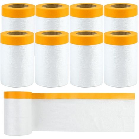 Film de masquage adhésif 55cm x 20m – Lot de 8 rouleaux – Résistant à l'eau et à l'huile – Protection peinture efficace (1/5)